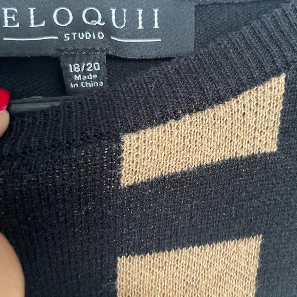 Eloquii Black and Tan Checkered Sweater Skirt Set - Picture 5 of 5